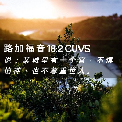 Picture 02 - 路 加 福 音 18:2 CUVS - 说 ： 某 城 里 有 一 个 官 ， 不 惧 - Bible Verse Picture
