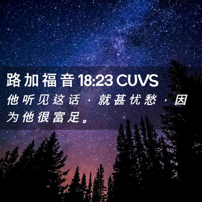 Picture 02 - 路 加 福 音 18:23 CUVS - 他 听 见 这 话 ， 就 甚 忧 愁 ， 因 - Bible Verse Picture