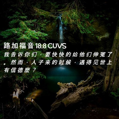 Picture 02 - 路 加 福 音 18:8 CUVS - 我 告 诉 你 们 ， 要 快 快 的 给 他 - Bible Verse Picture