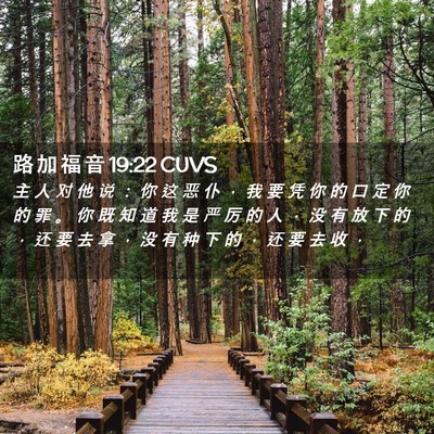 Picture 02 - 路 加 福 音 19:22 CUVS - 主 人 对 他 说 ： 你 这 恶 仆 ， 我 - Bible Verse Picture