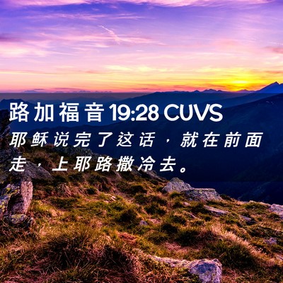 Picture 02 - 路 加 福 音 19:28 CUVS - 耶 稣 说 完 了 这 话 ， 就 在 前 面 - Bible Verse Picture
