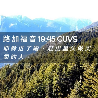 Picture 02 - 路 加 福 音 19:45 CUVS - 耶 稣 进 了 殿 ， 赶 出 里 头 做 买 - Bible Verse Picture