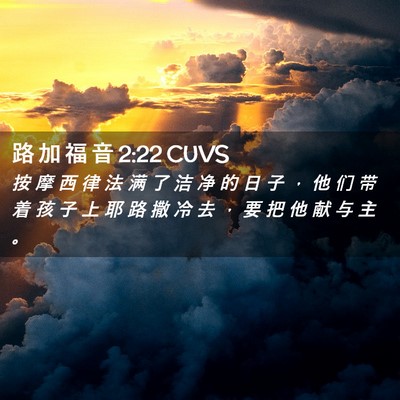Picture 02 - 路 加 福 音 2:22 CUVS - 按 摩 西 律 法 满 了 洁 净 的 日 子 - Bible Verse Picture