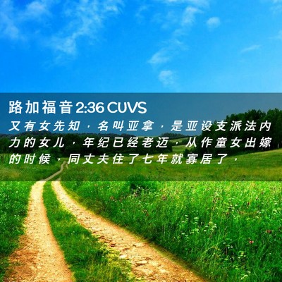Picture 02 - 路 加 福 音 2:36 CUVS - 又 有 女 先 知 ， 名 叫 亚 拿 ， 是 - Bible Verse Picture