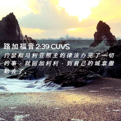 Picture 02 - 路 加 福 音 2:39 CUVS - 约 瑟 和 马 利 亚 照 主 的 律 法 办 - Bible Verse Picture