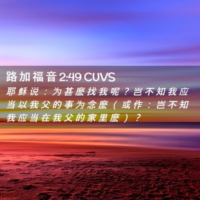 Picture 02 - 路 加 福 音 2:49 CUVS - 耶 稣 说 ： 为 甚 麽 找 我 呢 ？ 岂 - Bible Verse Picture