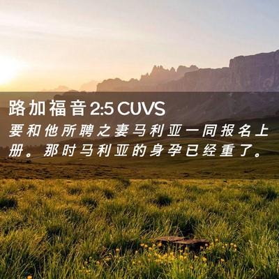 Picture 02 - 路 加 福 音 2:5 CUVS - 要 和 他 所 聘 之 妻 马 利 亚 一 同 - Bible Verse Picture