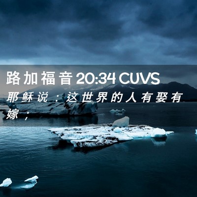 Picture 02 - 路 加 福 音 20:34 CUVS - 耶 稣 说 ： 这 世 界 的 人 有 娶 有 - Bible Verse Picture