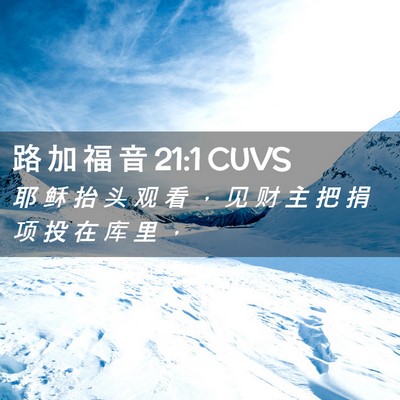 Picture 02 - 路 加 福 音 21:1 CUVS - 耶 稣 抬 头 观 看 ， 见 财 主 把 捐 - Bible Verse Picture