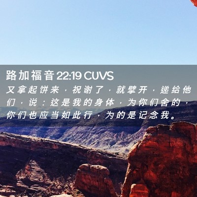Picture 02 - 路 加 福 音 22:19 CUVS - 又 拿 起 饼 来 ， 祝 谢 了 ， 就 擘 - Bible Verse Picture