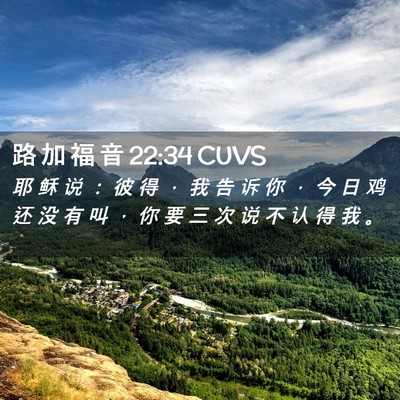 Picture 02 - 路 加 福 音 22:34 CUVS - 耶 稣 说 ： 彼 得 ， 我 告 诉 你 ， - Bible Verse Picture