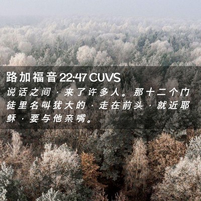 Picture 02 - 路 加 福 音 22:47 CUVS - 说 话 之 间 ， 来 了 许 多 人 。 那 - Bible Verse Picture