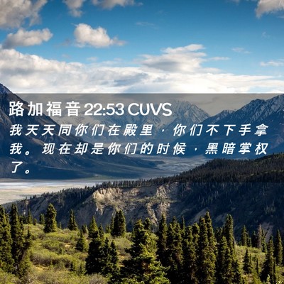 Picture 02 - 路 加 福 音 22:53 CUVS - 我 天 天 同 你 们 在 殿 里 ， 你 们 - Bible Verse Picture