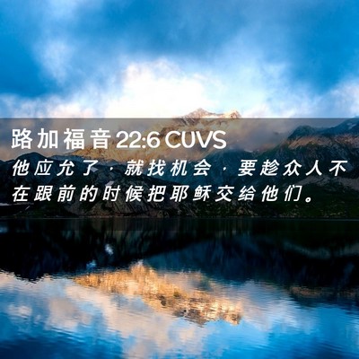 Picture 02 - 路 加 福 音 22:6 CUVS - 他 应 允 了 ， 就 找 机 会 ， 要 趁 - Bible Verse Picture