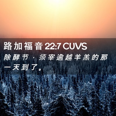 Picture 02 - 路 加 福 音 22:7 CUVS - 除 酵 节 ， 须 宰 逾 越 羊 羔 的 那 - Bible Verse Picture