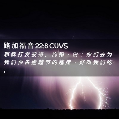 Picture 02 - 路 加 福 音 22:8 CUVS - 耶 稣 打 发 彼 得 、 约 翰 ， 说 ： - Bible Verse Picture