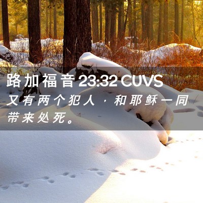 Picture 02 - 路 加 福 音 23:32 CUVS - 又 有 两 个 犯 人 ， 和 耶 稣 一 同 - Bible Verse Picture