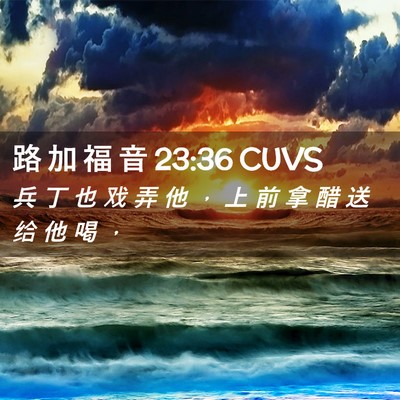 Picture 02 - 路 加 福 音 23:36 CUVS - 兵 丁 也 戏 弄 他 ， 上 前 拿 醋 送 - Bible Verse Picture