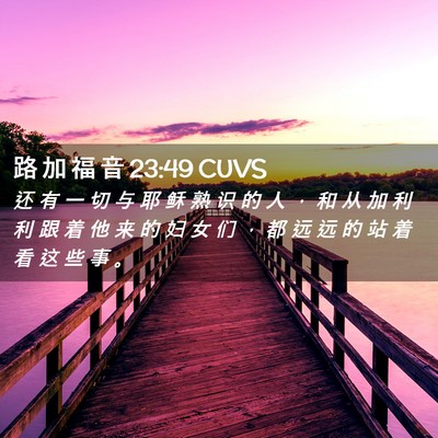 Picture 02 - 路 加 福 音 23:49 CUVS - 还 有 一 切 与 耶 稣 熟 识 的 人 ， - Bible Verse Picture