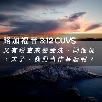 Picture 02 - 路 加 福 音 3:12 CUVS - 又 有 税 吏 来 要 受 洗 ， 问 他 说 - Bible Verse Picture