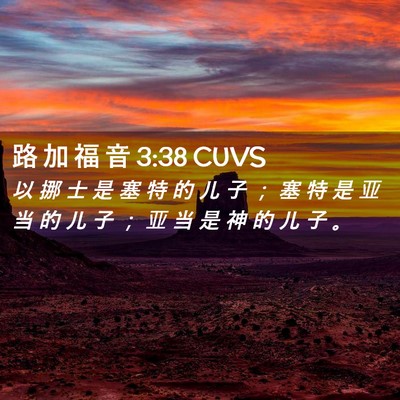 Picture 02 - 路 加 福 音 3:38 CUVS - 以 挪 士 是 塞 特 的 儿 子 ； 塞 特 - Bible Verse Picture