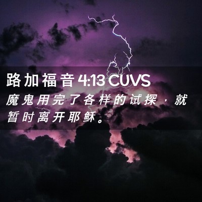 Picture 02 - 路 加 福 音 4:13 CUVS - 魔 鬼 用 完 了 各 样 的 试 探 ， 就 - Bible Verse Picture