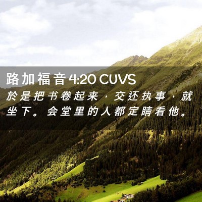 Picture 02 - 路 加 福 音 4:20 CUVS - 於 是 把 书 卷 起 来 ， 交 还 执 事 - Bible Verse Picture