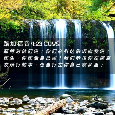 Picture 02 - 路 加 福 音 4:23 CUVS - 耶 稣 对 他 们 说 ： 你 们 必 引 这 - Bible Verse Picture