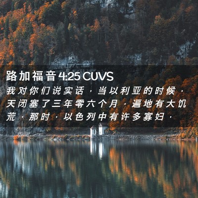 Picture 02 - 路 加 福 音 4:25 CUVS - 我 对 你 们 说 实 话 ， 当 以 利 亚 - Bible Verse Picture