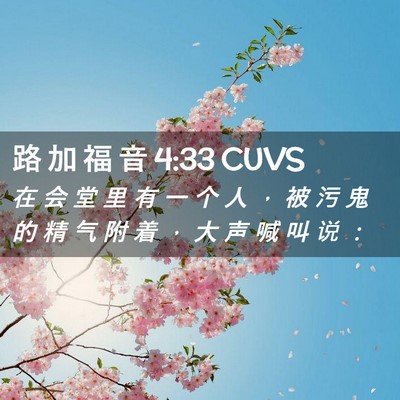 Picture 02 - 路 加 福 音 4:33 CUVS - 在 会 堂 里 有 一 个 人 ， 被 污 鬼 - Bible Verse Picture