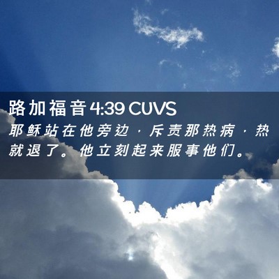 Picture 02 - 路 加 福 音 4:39 CUVS - 耶 稣 站 在 他 旁 边 ， 斥 责 那 热 - Bible Verse Picture