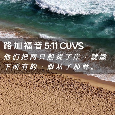 Picture 02 - 路 加 福 音 5:11 CUVS - 他 们 把 两 只 船 拢 了 岸 ， 就 撇 - Bible Verse Picture