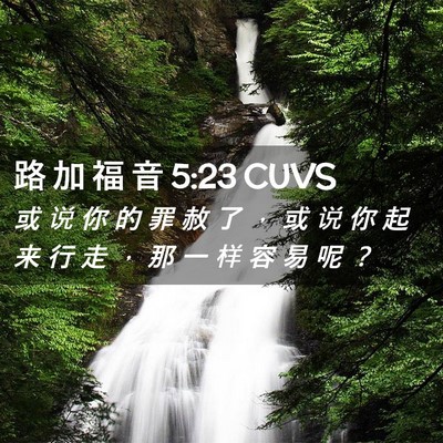Picture 02 - 路 加 福 音 5:23 CUVS - 或 说 你 的 罪 赦 了 ， 或 说 你 起 - Bible Verse Picture