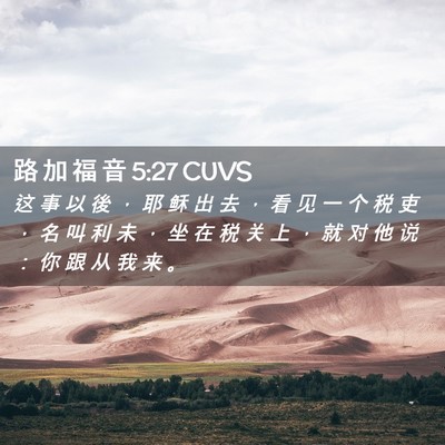 Picture 02 - 路 加 福 音 5:27 CUVS - 这 事 以 後 ， 耶 稣 出 去 ， 看 见 - Bible Verse Picture