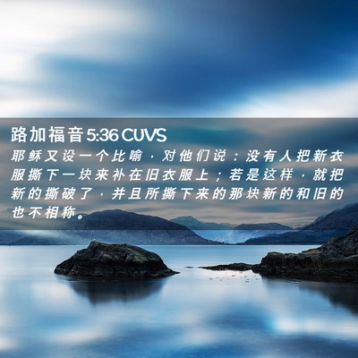 Picture 02 - 路 加 福 音 5:36 CUVS - 耶 稣 又 设 一 个 比 喻 ， 对 他 们 - Bible Verse Picture
