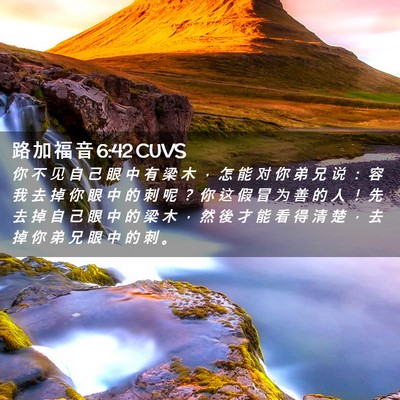 Picture 02 - 路 加 福 音 6:42 CUVS - 你 不 见 自 己 眼 中 有 梁 木 ， 怎 - Bible Verse Picture