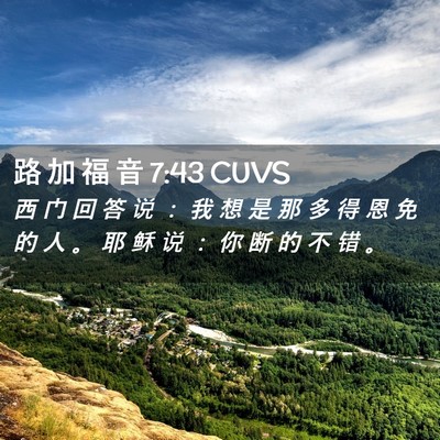 Picture 02 - 路 加 福 音 7:43 CUVS - 西 门 回 答 说 ： 我 想 是 那 多 得 - Bible Verse Picture