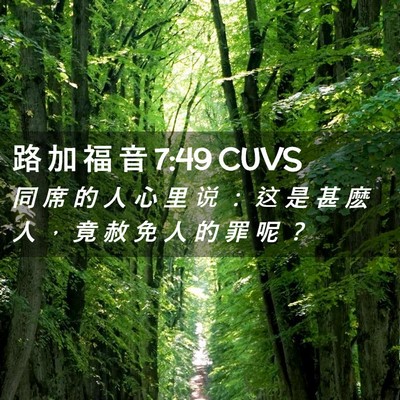 Picture 02 - 路 加 福 音 7:49 CUVS - 同 席 的 人 心 里 说 ： 这 是 甚 麽 - Bible Verse Picture