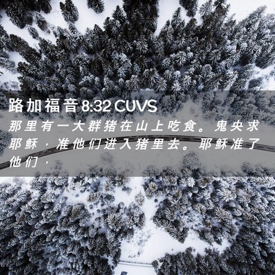 Picture 02 - 路 加 福 音 8:32 CUVS - 那 里 有 一 大 群 猪 在 山 上 吃 食 - Bible Verse Picture