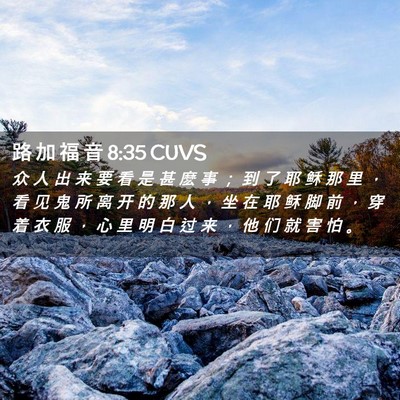 Picture 02 - 路 加 福 音 8:35 CUVS - 众 人 出 来 要 看 是 甚 麽 事 ； 到 - Bible Verse Picture