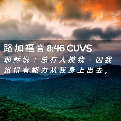 Picture 02 - 路 加 福 音 8:46 CUVS - 耶 稣 说 ： 总 有 人 摸 我 ， 因 我 - Bible Verse Picture