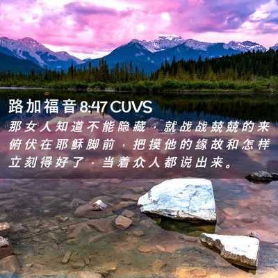 Picture 02 - 路 加 福 音 8:47 CUVS - 那 女 人 知 道 不 能 隐 藏 ， 就 战 - Bible Verse Picture