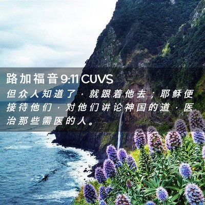 Picture 02 - 路 加 福 音 9:11 CUVS - 但 众 人 知 道 了 ， 就 跟 着 他 去 - Bible Verse Picture
