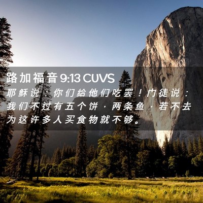Picture 02 - 路 加 福 音 9:13 CUVS - 耶 稣 说 ： 你 们 给 他 们 吃 罢 ！ - Bible Verse Picture