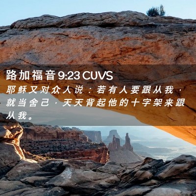 Picture 02 - 路 加 福 音 9:23 CUVS - 耶 稣 又 对 众 人 说 ： 若 有 人 要 - Bible Verse Picture