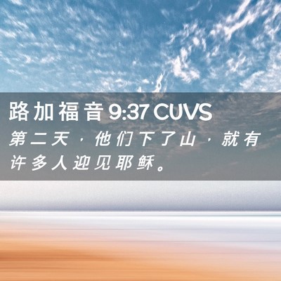 Picture 02 - 路 加 福 音 9:37 CUVS - 第 二 天 ， 他 们 下 了 山 ， 就 有 - Bible Verse Picture