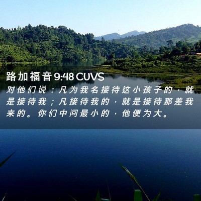 Picture 02 - 路 加 福 音 9:48 CUVS - 对 他 们 说 ： 凡 为 我 名 接 待 这 - Bible Verse Picture