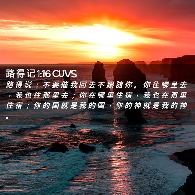 Picture 02 - 路 得 记 1:16 CUVS - 路 得 说 ： 不 要 催 我 回 去 不 跟 - Bible Verse Picture