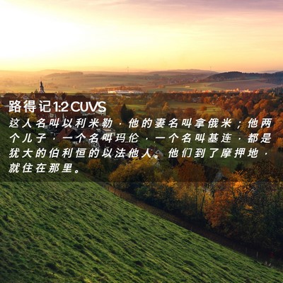 Picture 02 - 路 得 记 1:2 CUVS - 这 人 名 叫 以 利 米 勒 ， 他 的 妻 - Bible Verse Picture