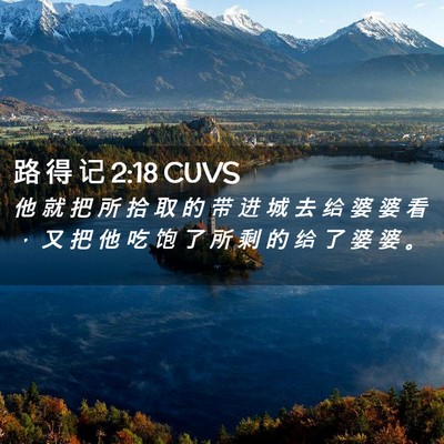 Picture 02 - 路 得 记 2:18 CUVS - 他 就 把 所 拾 取 的 带 进 城 去 给 - Bible Verse Picture